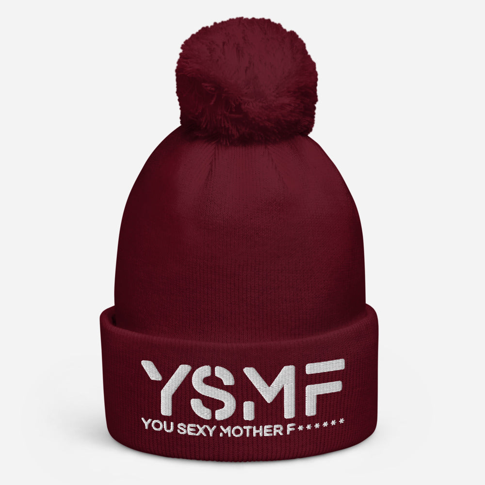 YSMF 3D Embroided, Pom pom beanie